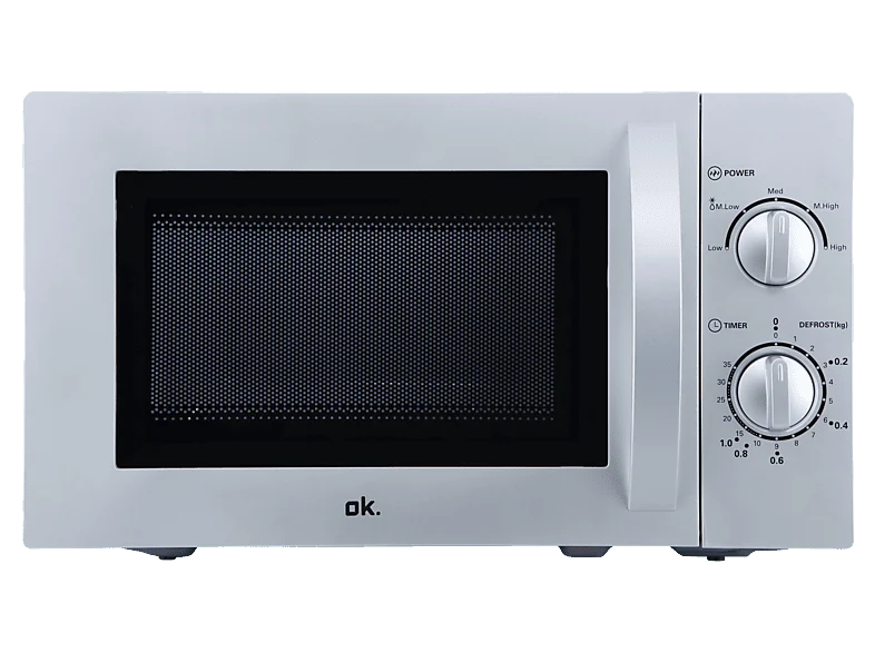 Microondas - ok. OMW 1231 S, 700 W, 5 Niveles de potencia, 20l, Descongelación, Plateado