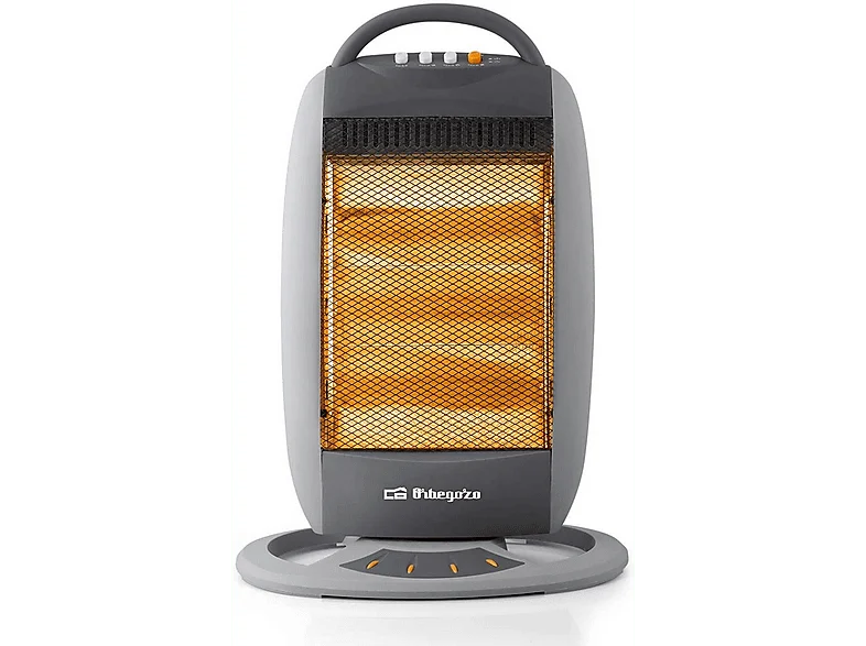 Estufa eléctrica - Orbegozo BP 5008, Halógena, 1200W, Oscilante 70º, Asa de transporte, Silenciosa, Gris