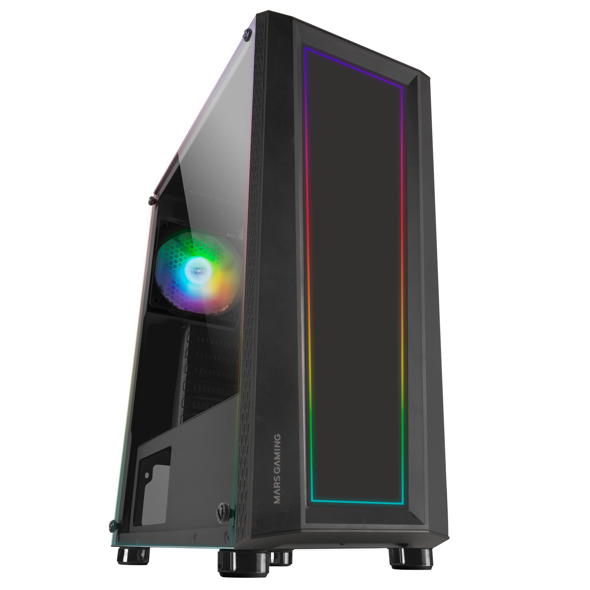 MARS GAMING MC-ART Negro Caja PC Gaming ATX Doble Cristal Templado Dibujable ARGB 12 Modos Ventilador 12cm RGB Negro
