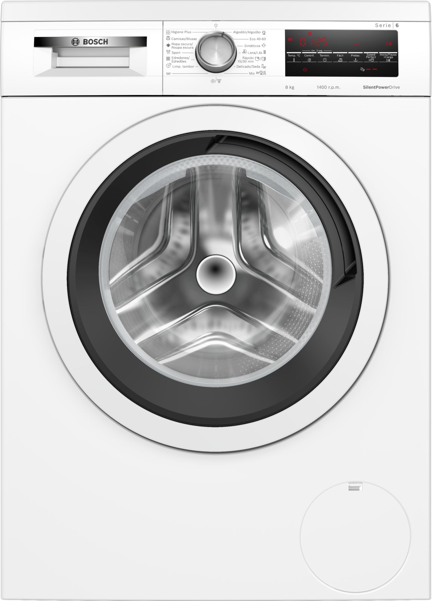 Lavadora carga frontal - Bosch WUU28T63ES, 8 kg, 1.400 rpm, 15 programas, Motor Eco Silence, Activewater, Blanco