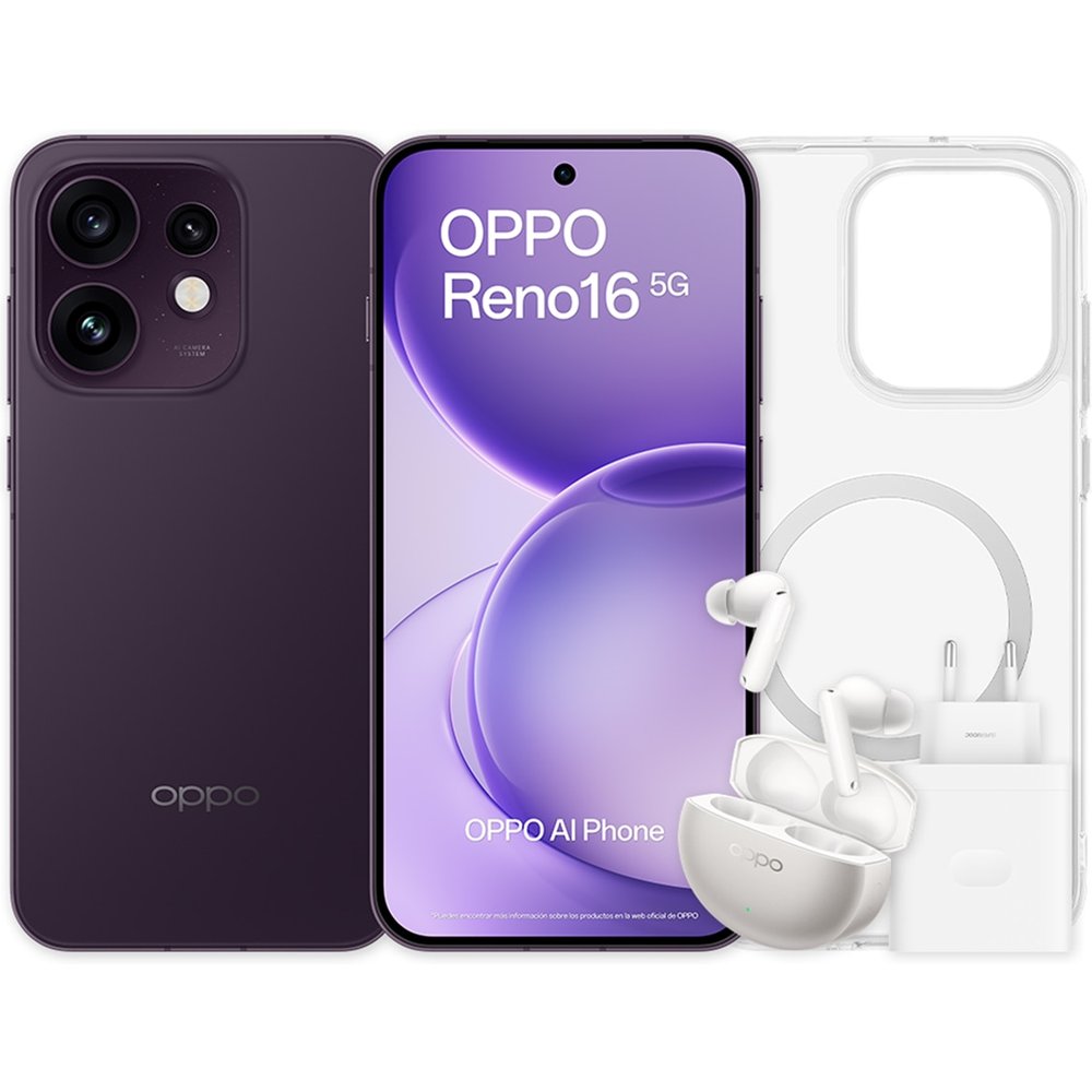 Oppo - Móvil Oppo Reno 16 6,32" 5G Snapdragon 7 Gen.4S +Auriculares Oppo Enco X3S +Cargador 80W.