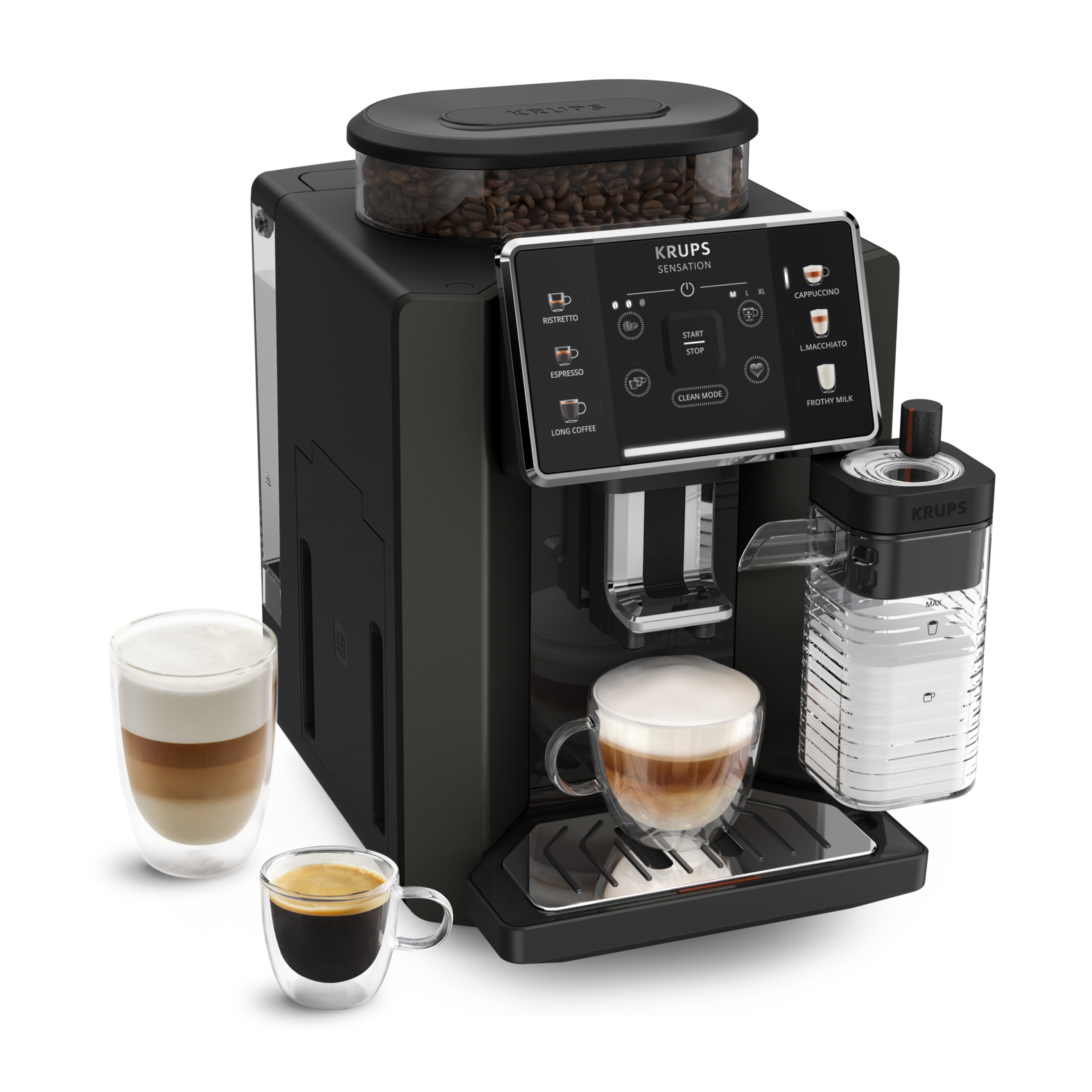 Moulinex Sensation Milk Superautomática 6 bebidas de Café y Café con Leche Jarra de leche Tecnología Milk Maestro Autolimpieza Negro