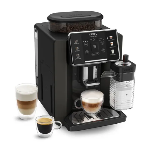 Moulinex Sensation Milk Superautomática 6 bebidas de Café y Café con Leche Jarra de leche Tecnología Milk Maestro Autolimpieza Negro