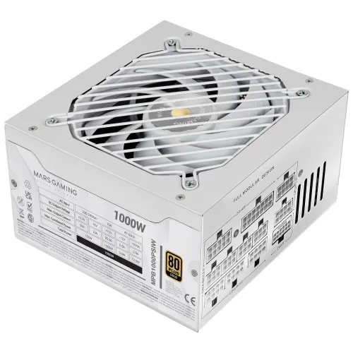 Fuente Alimentación 1000W MARS GAMING MPB1000PSIW 80 PLUS Gold Fully-Modular Blanco