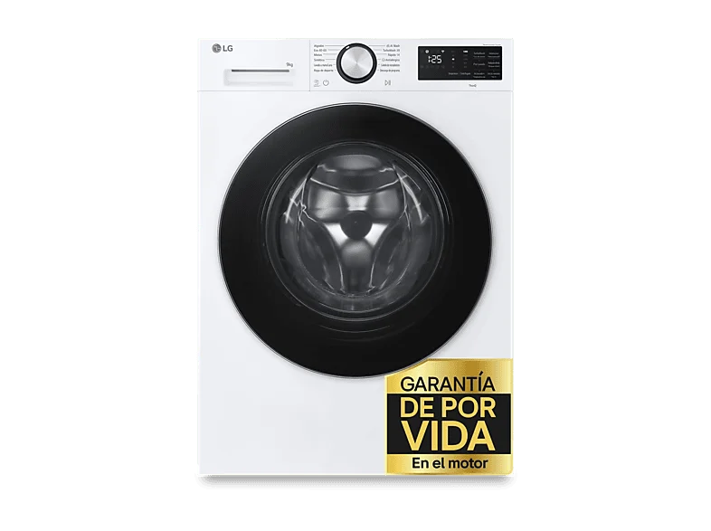 Lavadora carga frontal - LG F4X5009TLC, 9 kg, 1400 rpm, 12 programas, TurboWash 360º, Clase A-40%, Blanco