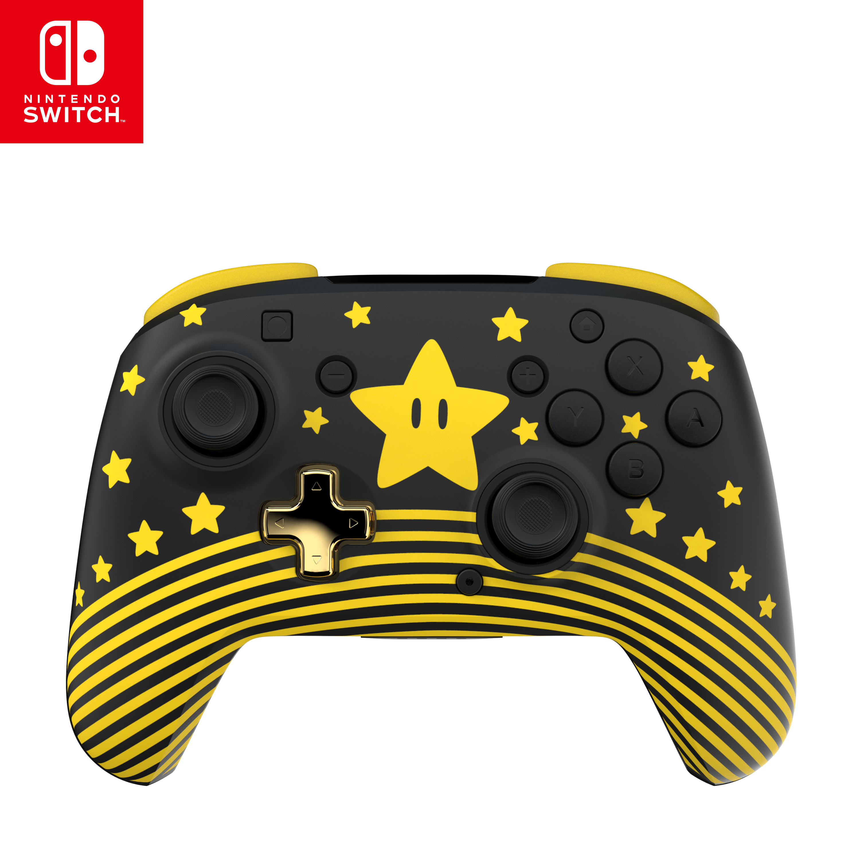 Mando Nintendo Switch - Turtle Beach Rematch Wireless Controller Super Mario Star, Cable USB, Brilla en la oscuridad, Hasta 40 horas