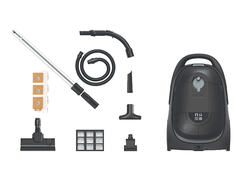 Aspirador con bolsa - Nilfisk Perform Allergy Plus, 750 W, 3.7 l, Filtración HEPA 14, Con luz LED, Negro