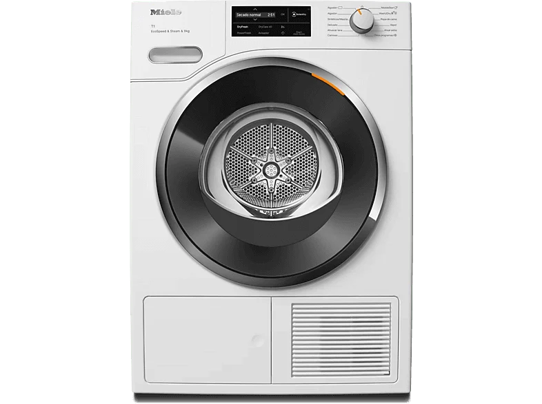 Secadora bomba de calor - Miele TWL780WP EcoSpeed & Steam, 9 kg, 20 Programas, Motor ProfiEco, Blanco