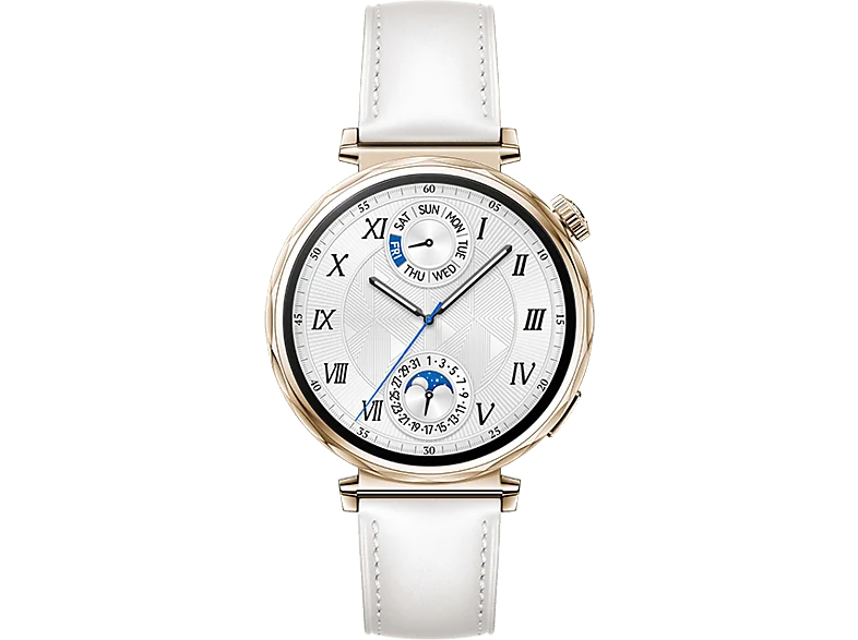 Smartwatch - Huawei Watch GT5 41mm, Llamadas Bluetooth, Respuesta con Teclado, 7 días batería, Compatible iOS/Android, Correa Cuero Blanco