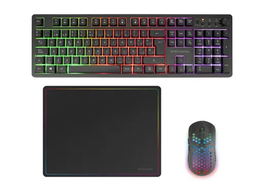 TECLADO MOUSE Y ALFOMBRILLA MARS GAMING MCPWXES NEGRO H-MECH FRGB 3200DPI