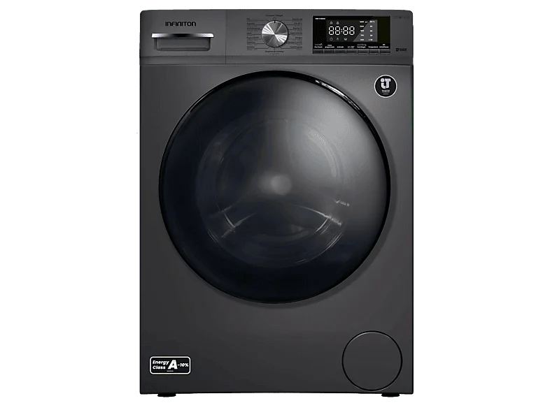 Lavadora carga frontal - Infiniton WM-S14DAN, 10 kg, 1400 rpm, 15 programas, Vapor Care, One Touch, Dark Inox