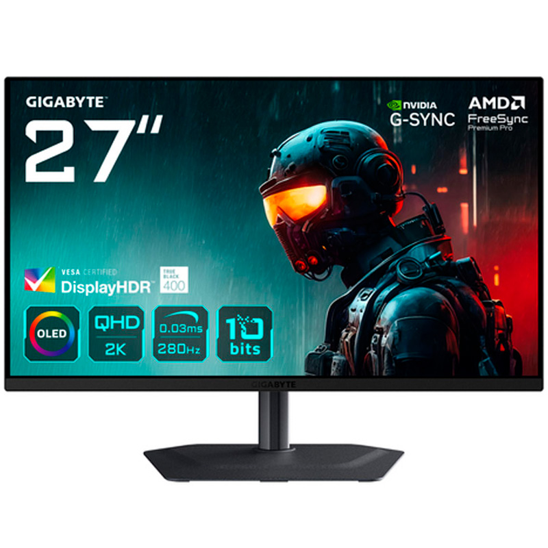MONITOR GIGABYTE 27" MO27Q2A,QD-OLED,2560X1440 (QHD),0.229PP,1.5:1,0.03MS,280HZ,2HDMI+1DP+3USB3.2+USB-C,ALTAVOCES