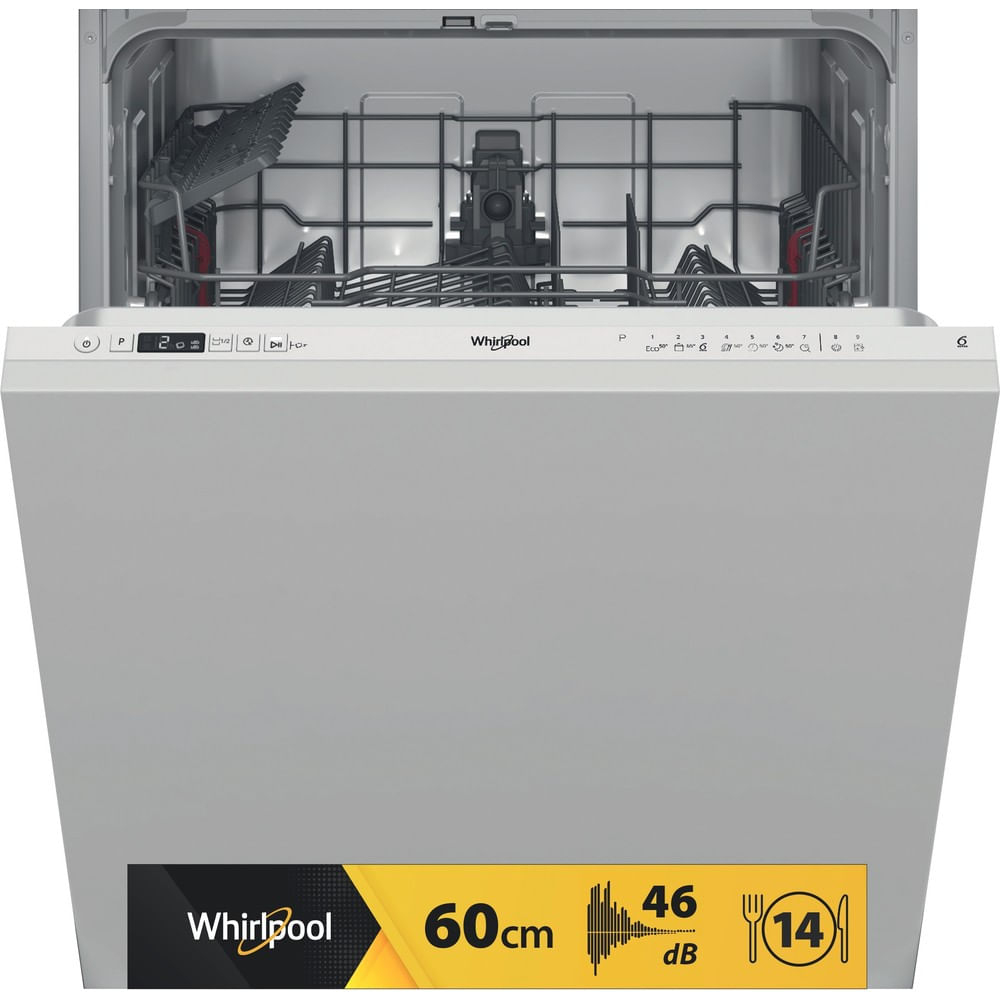 Lavavajillas integrable - Whirlpool W2I HD526 A, 14 cubiertos, 9 programas, 60 cm, Tecnología 6TH SENSE, Multi Zone, Sin panelar