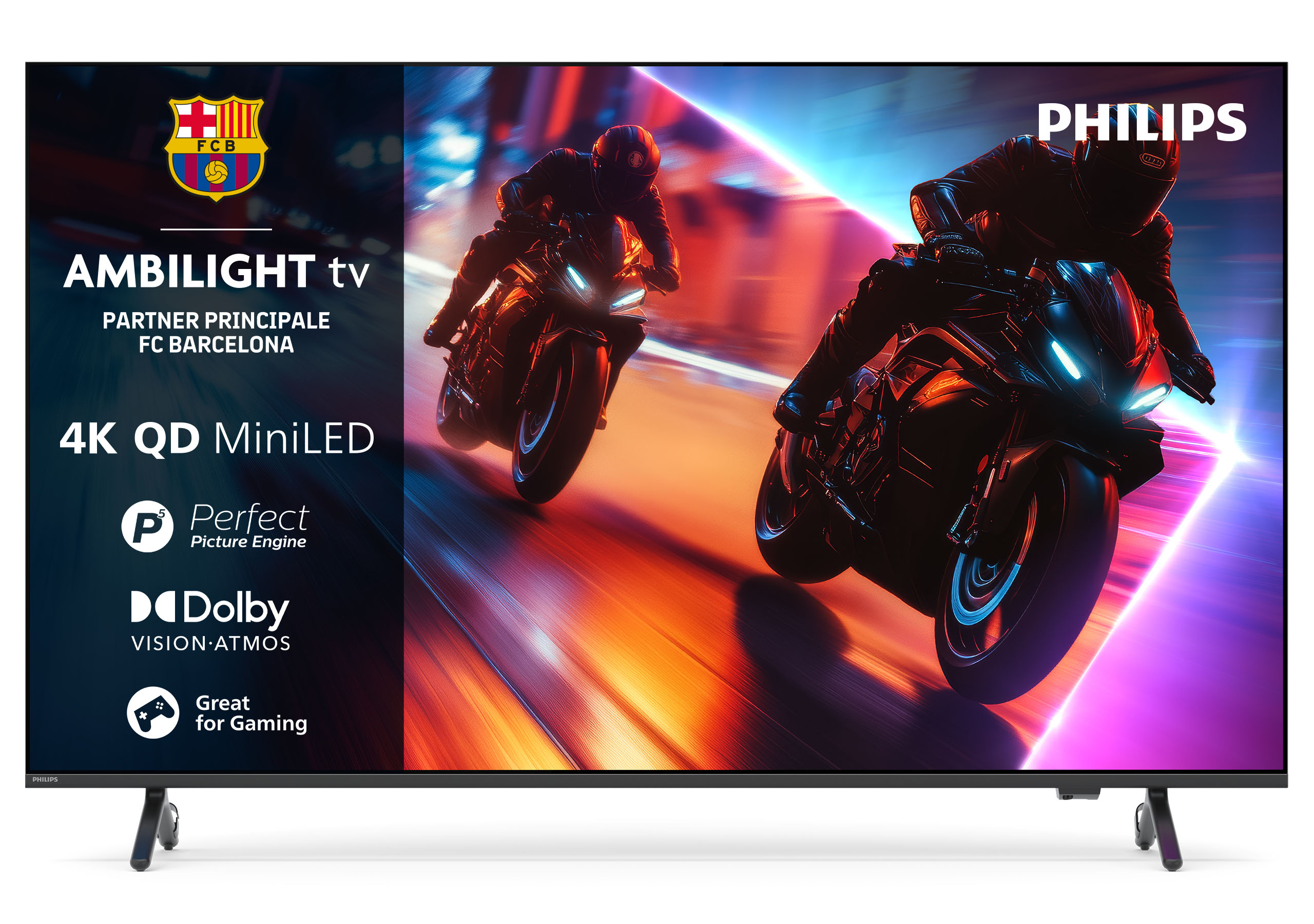 TV Mini LED 75" - Philips Ambilight 75MLED920 4K QD MiniLED 189cm Smart Dolby Vision y Atmos Titan OS, Negro