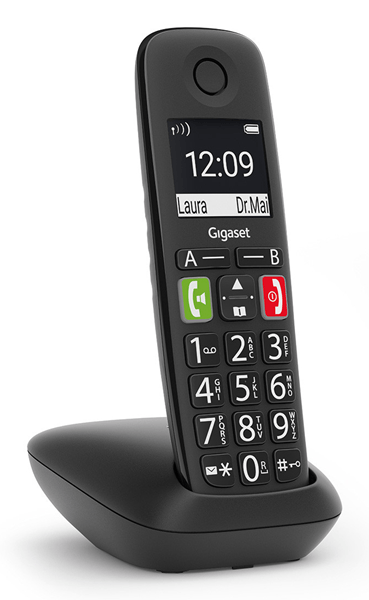 TELEFONO FIJO INALAMBRICO GIGASET E290 TECLAS GRANDES Y PANTALLA DE ALTA VISIBILIDAD 150 CONTACTOS NEGRO