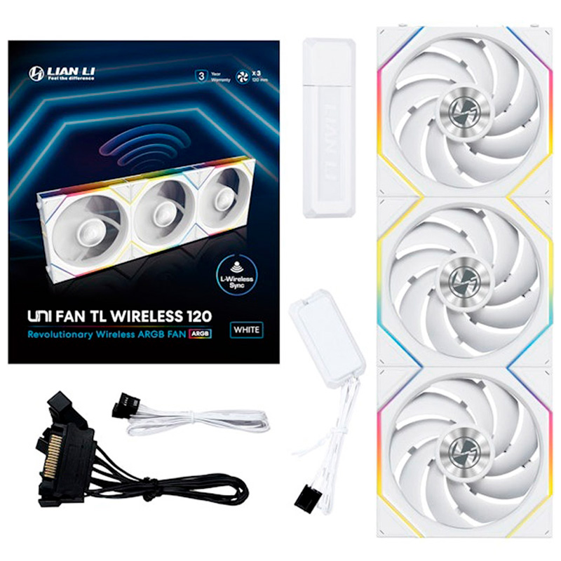 Lian Li Uni Fan TL120 Wireless ARGB 120mm Triple Pack Blanco