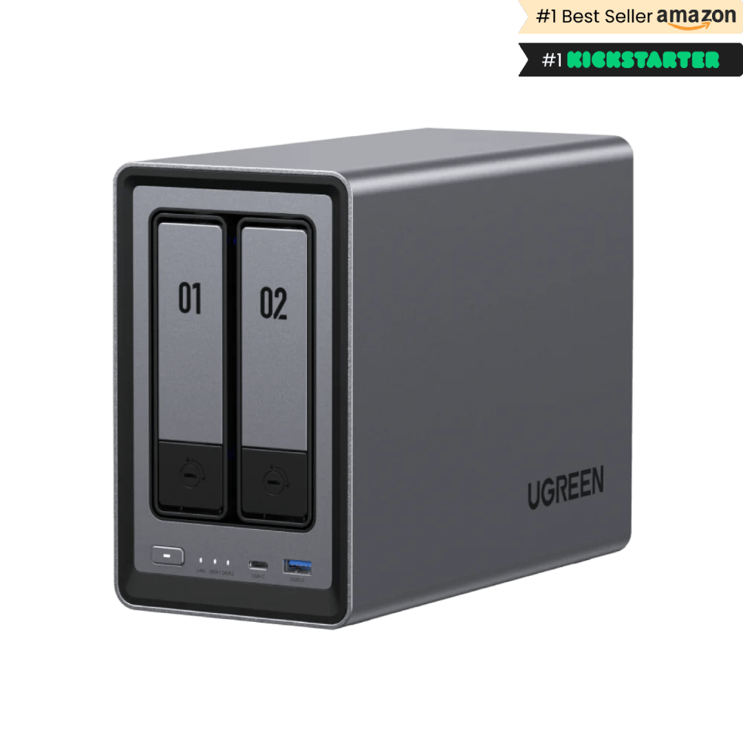 UGREEN - Sistema NAS de escritorio UGREEN DXP2800, Intel N-N100, 8GB, UGOS Pro, 2 bahías, negro.