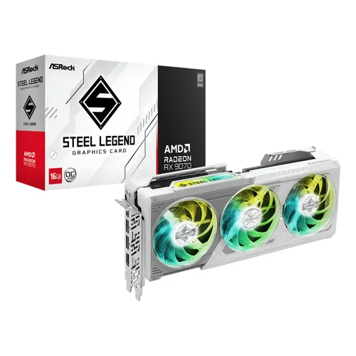 ASRock Radeon RX 9070 Steel Legend OC 16GB GDDR6 Blanco