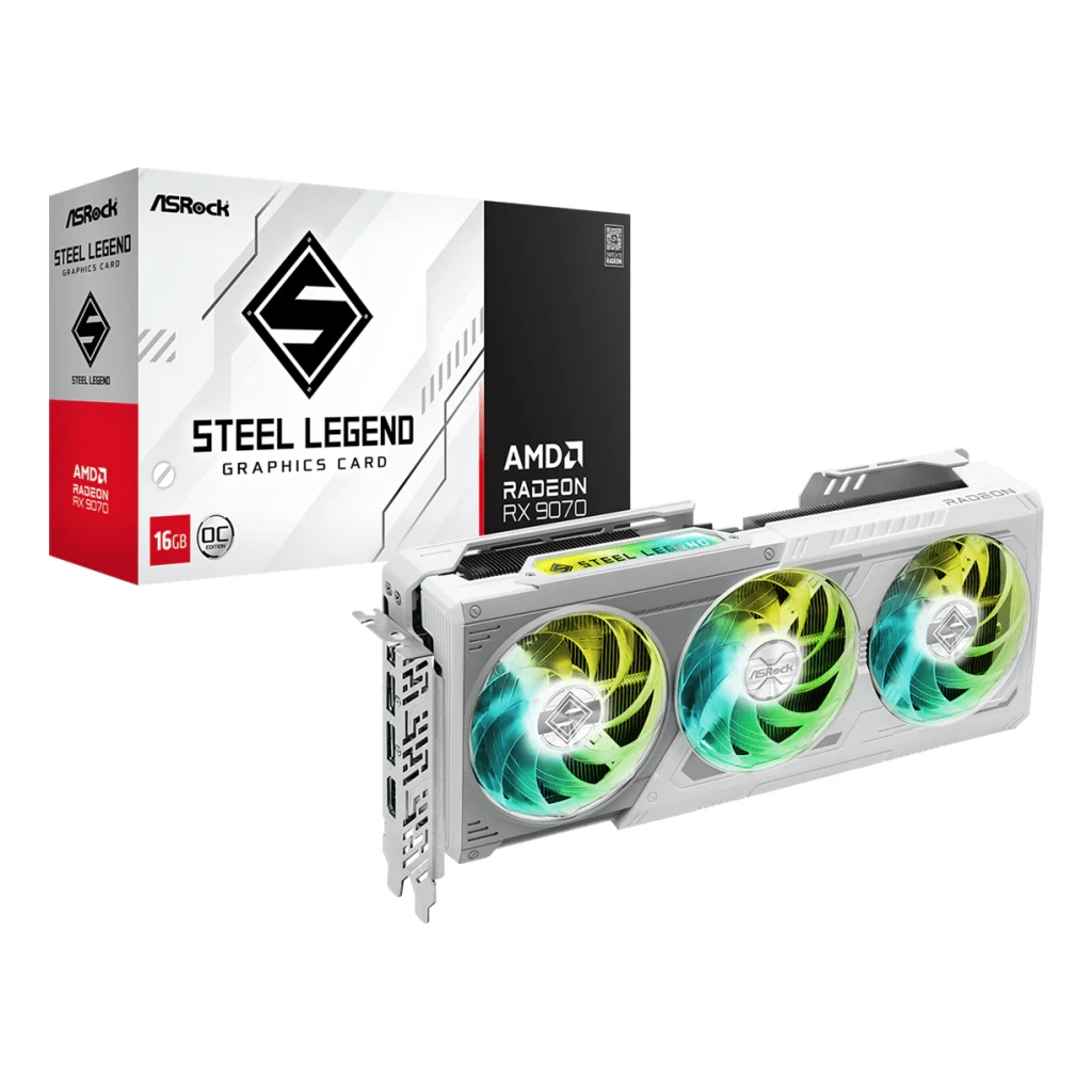 ASRock Radeon RX 9070 Steel Legend OC 16GB GDDR6 Blanco