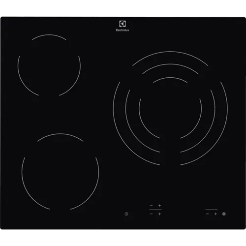 Placa vitrocerámica - Electrolux EHF6232IOK, 3 Zonas, Zona triple de 27 cm, Mandos independientes, 60 Negro