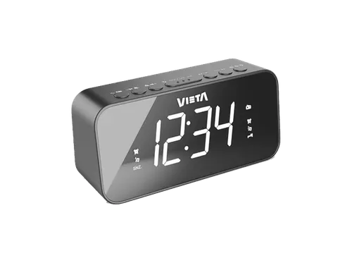 Radio despertador - Vieta VH-AL300BK, 6W, FM, Altavoz Incorporado, Pantalla LED, Cable/Pilas, Negro