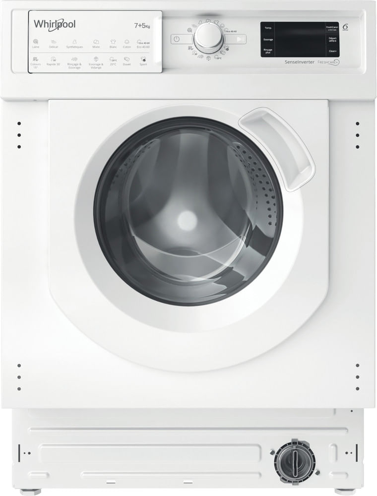 Lavadora secadora integrable - Whirlpool BI WDWG 751482 EU N, 7 kg/5kg, 1400 rpm, 6th Sense, Sin panelar