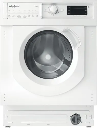 Lavadora secadora integrable - Whirlpool BI WDWG 751482 EU N, 7 kg/5kg, 1400 rpm, 6th Sense, Sin panelar