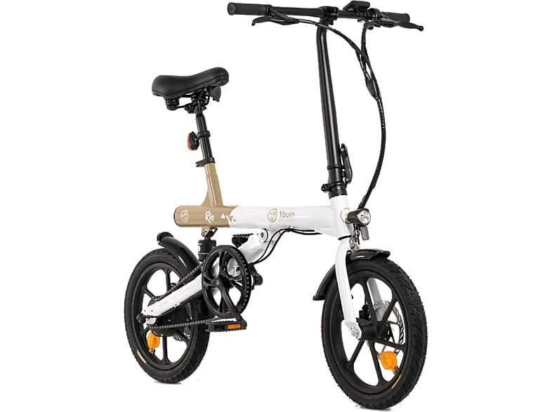 Bicicleta eléctrica - Youin Rio, Plegable, 250 W, Hasta 25 km/h, Autonomía 45 km, Blanca
