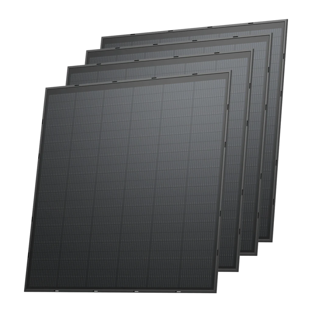 EcoFlow Panel Solar Rígido 250W Kit 4 Unidades Negro 1000W (4×250W) Monocristalino TOPCon IP68