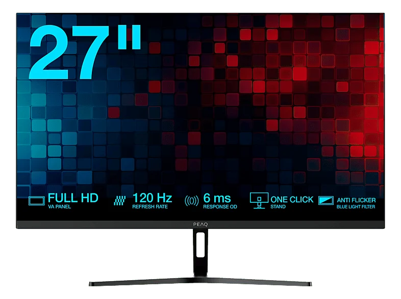 Monitor - PEAQ PMO S275-VFC, 27" Full-HD, 75 Hz, 6 ms, VA, FreeSync, Negro