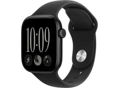 Apple Watch Series 12 (2026), GPS+CEL, 42mm, Caja de aluminio Negra, Correa deportiva Talla S/M, Siri AI
