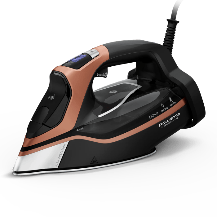 Rowenta Steamforce Pro, Plancha de Vapor, 3200 W, Cómodo, Pantalla inteligente con 5 preajustes