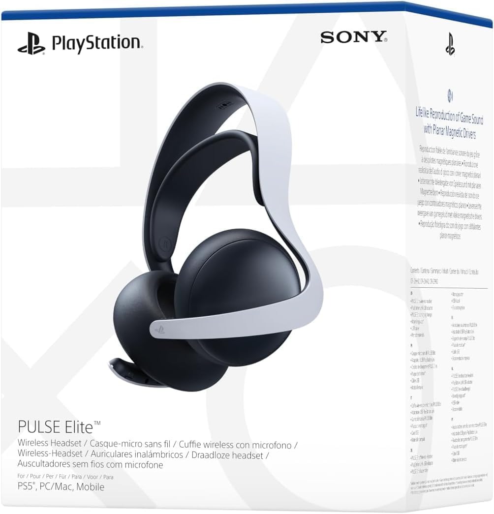 Auriculares gaming - Sony Pulse Elite, Supraaurales, Bluetooth, Tecnología PlayStation Link™, Con funda, Blanco
