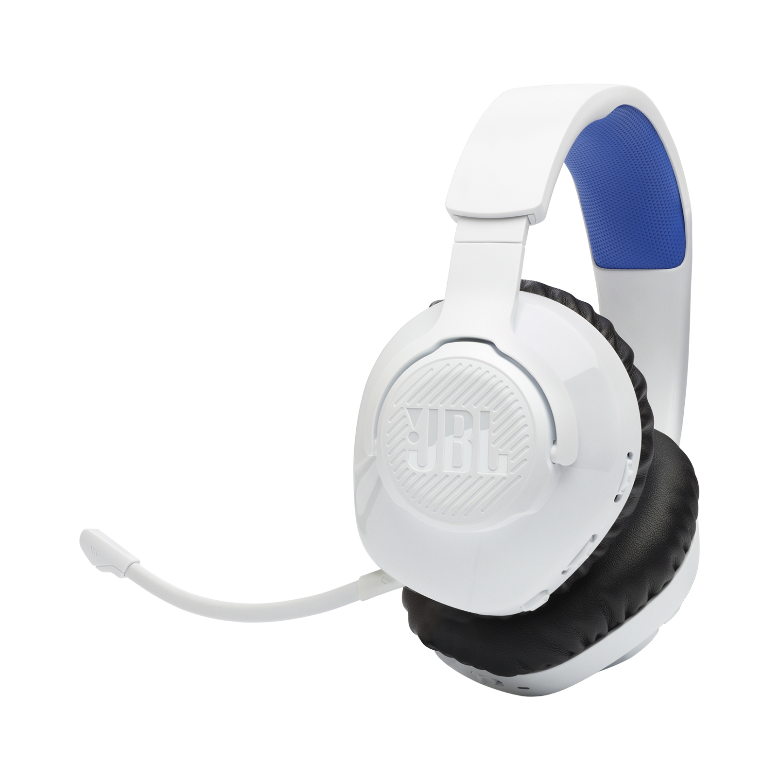 Auriculares gaming - JBL Quantum 360P Console Wireless, Para PlayStation, Inalámbrico, Cancelación Activa de Ruido, Micrófono, Blanco y Azul