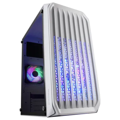 CAJA MICROATX COMPACTA MARS GAMING MC-S2 WHITE FRONTAL CON VENTILADOR FRGB VENTANA LATERAL SIN FUENTE DE ALIMENTACION