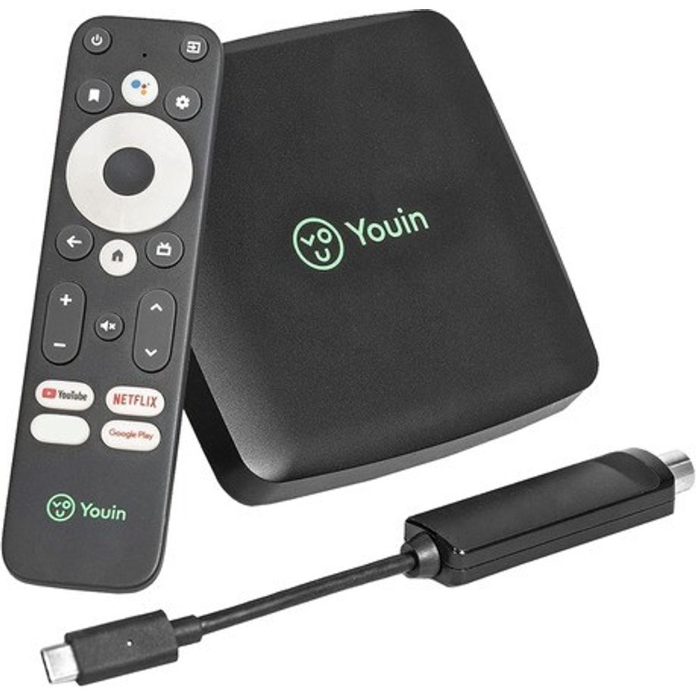 Youin - Receptor Youin You-Box T2, Android TV, sintonizador TDT integrado, Asistente de Google & Chromecast built-in.