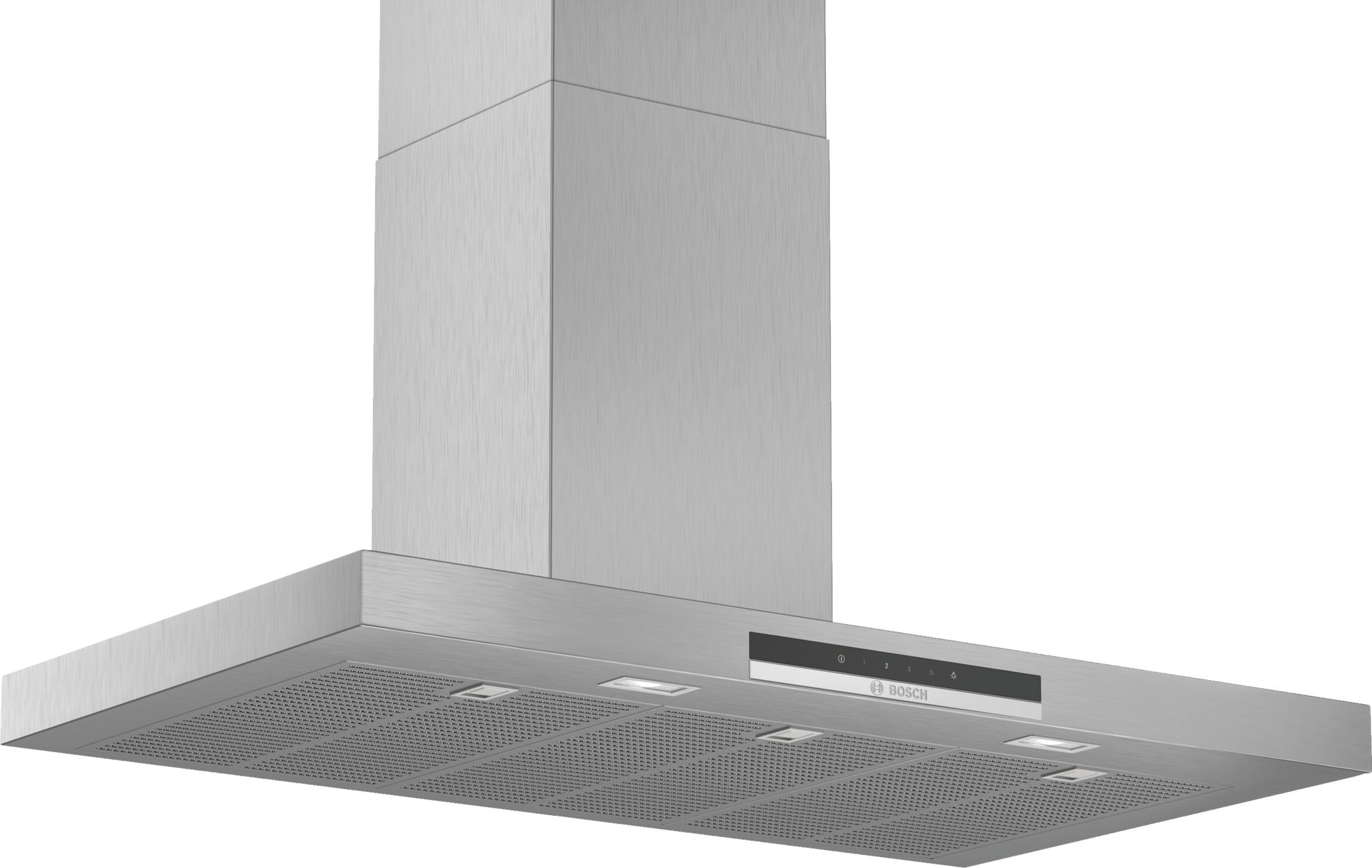 Campana decorativa - Bosch DWB97IM50, Decorativa, 710 m³/h, 3 potencias + intensiva, 90 cm, Inox