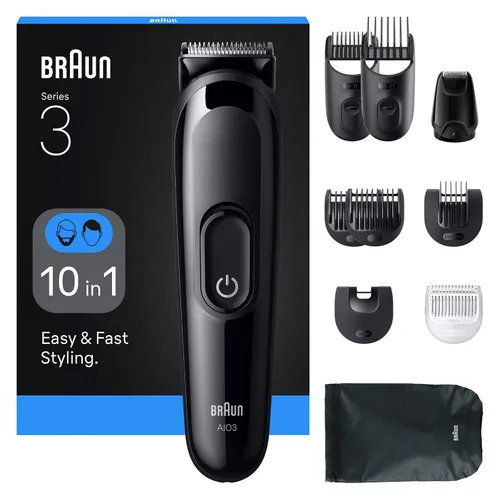 Cortapelos Braun All-in-One Series 3 Negro Sin Cable 50min AIO3560