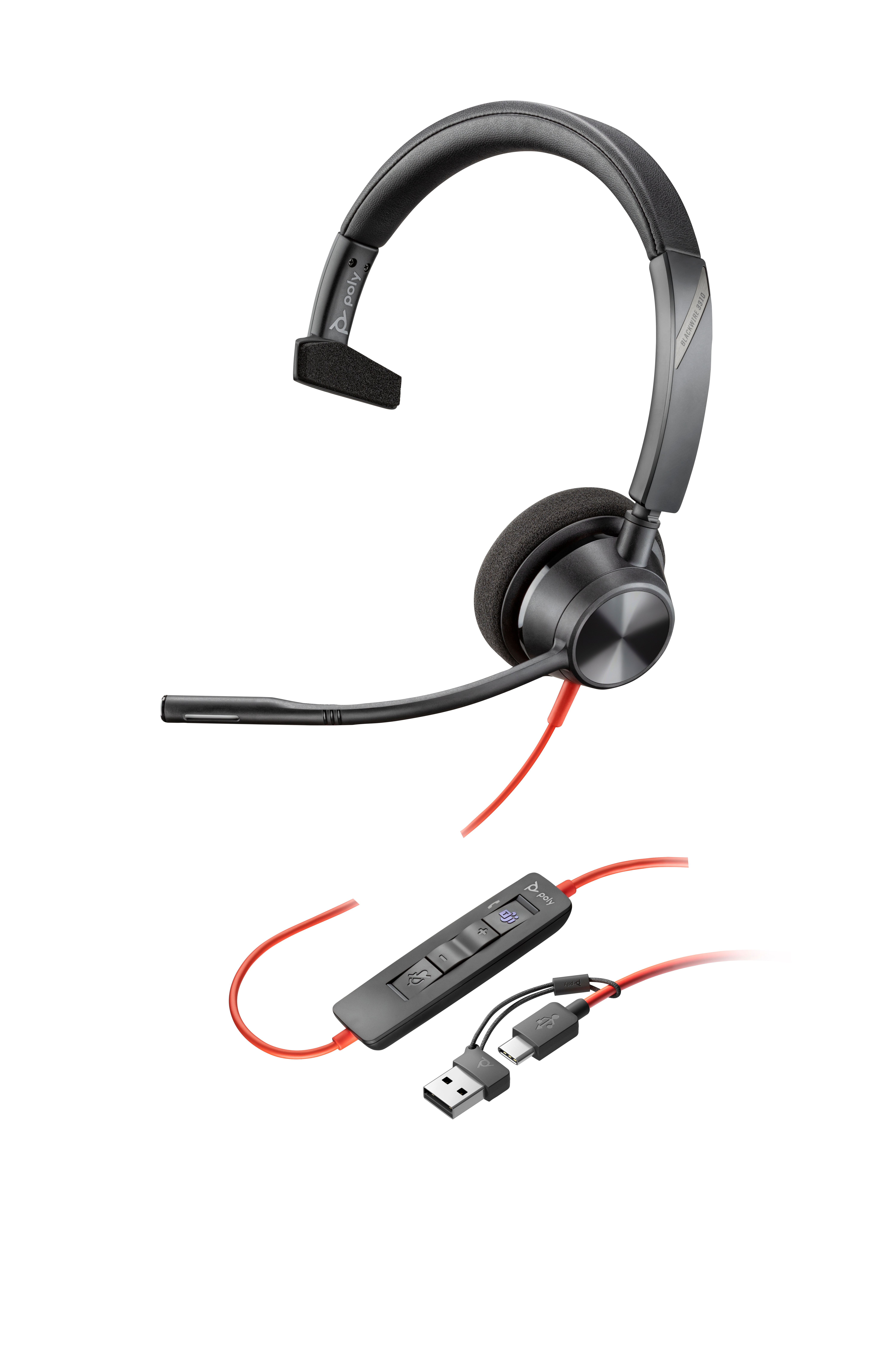 Auriculares HP Poly Blackwire 3310 Diadema USB-C Negro