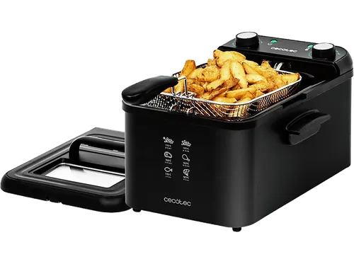 Freidora - Cecotec CleanFry Infinity 3000, 2400 W, Capacidad 3l, Hasta 190 °C, Negro