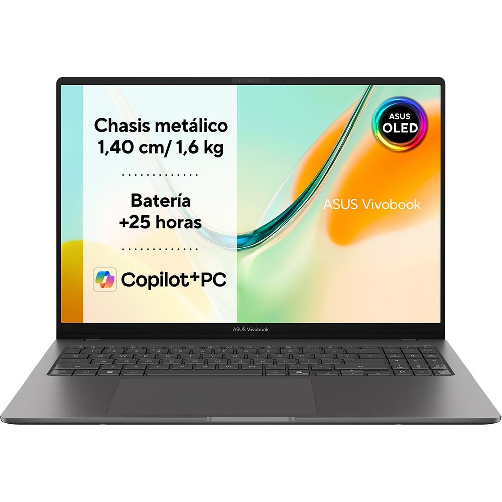 Asus - Portátil ASUS Vivobook S16 OLED S5608QA-U3253W, Copilot+ PC, Qualcomm Snapdragon X, 8GB, 256GB SSD, 16", W11.