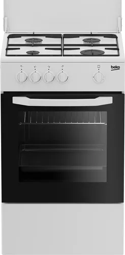 Cocina a gas - Beko CSG 42009 DW, Gas Butano, 4 quemadores, Horno + encimera de gas, Blanco