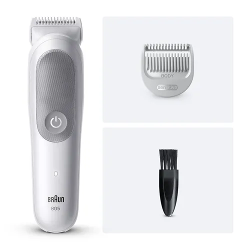 Afeitadora corporal - Braun BodyGroomer Series 5 BG5500, +1 accesorios de rasurado, Afeita Y Recorta, Wet&Dry, Gris