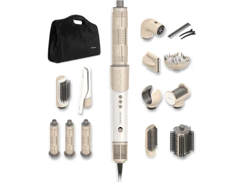 Moldeador - Cecotec AirGlisse 16in1 Champagne, 1400 W, Motor Brushless de 110.000 rpm y función plasma antiencrespamiento, Champagne
