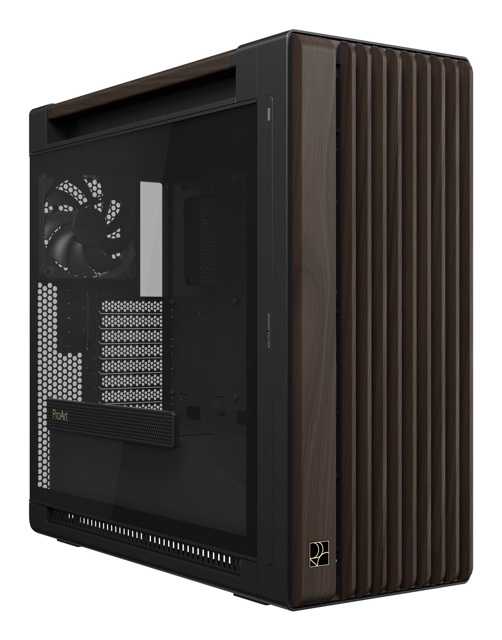 Asus ProArt PA602 Wood Edition Modern Black - Tempered Glass Panel Negro, Madera