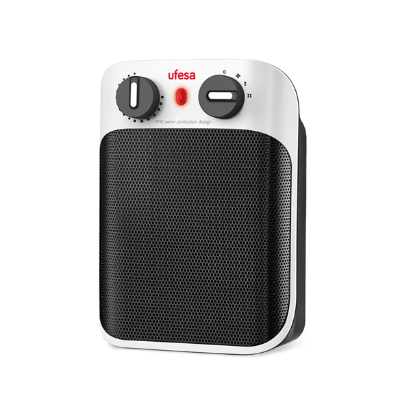 Calefactor portátil - Ufesa CC1800IP, 1800 W, Hasta 20 m², 3 Velocidades, 2 Niveles de calor, LED, Blanco/Negro