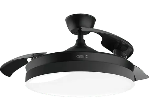 Ventilador de techo con luz - KOENIC KCF 4225, 35W, 6 Velocidades, Aspas Invisibles, Temporizador, 3 Tonos Luz, Negro