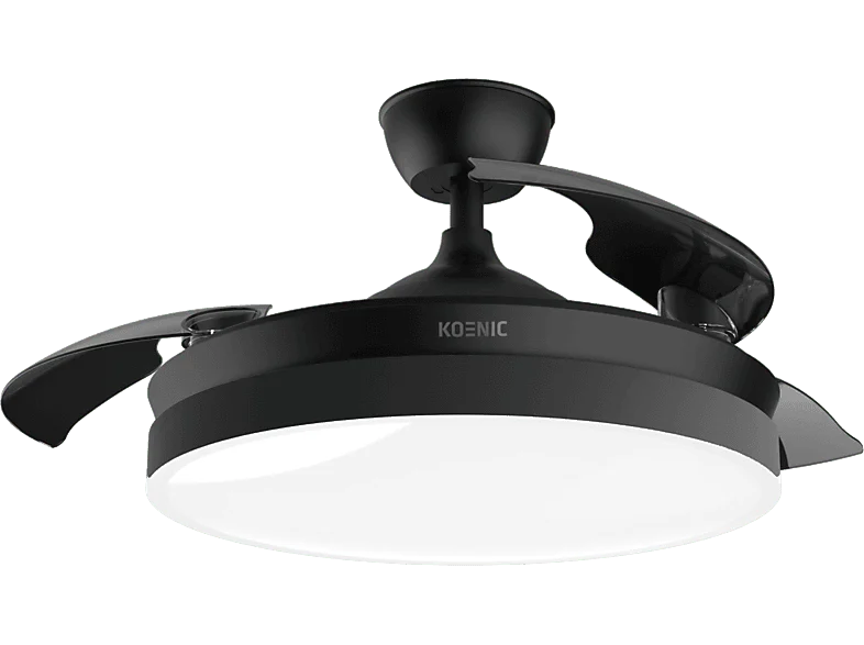 Ventilador de techo con luz - KOENIC KCF 4225, 35W, 6 Velocidades, Aspas Invisibles, Temporizador, 3 Tonos Luz, Negro