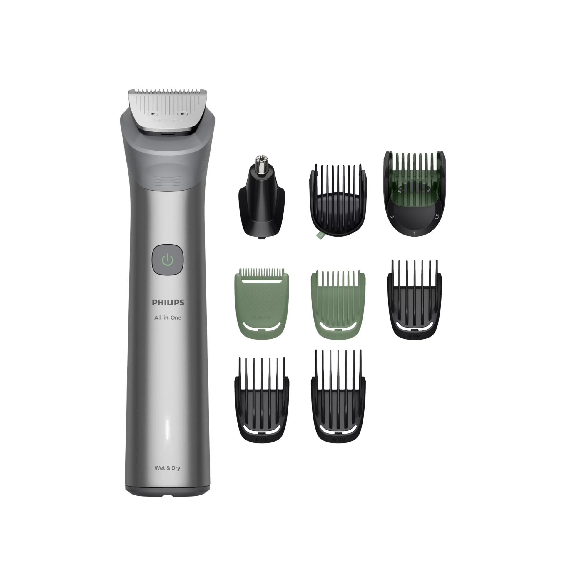 Afeitadora corporal - Philips MG5931/15, 10 Herramientas y accesorios, 120 min Autonomía, Cara, Pelo Cuerpo, Cuchillas Autoafilables, Gris claro