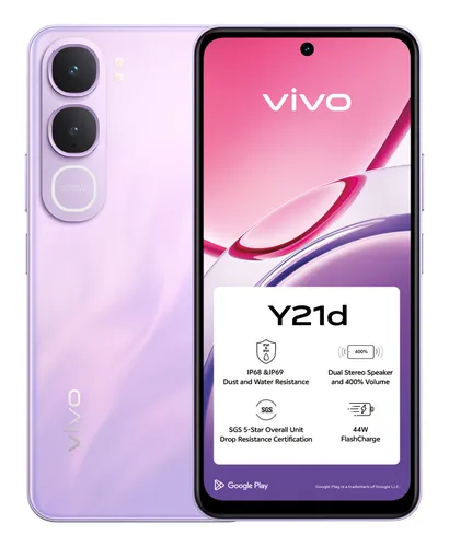 vivo Y21d, Lavanda Purple, 128GB, 4GB RAM, 6.68" LCD, Unisoc UMS9230, 6500 mAh